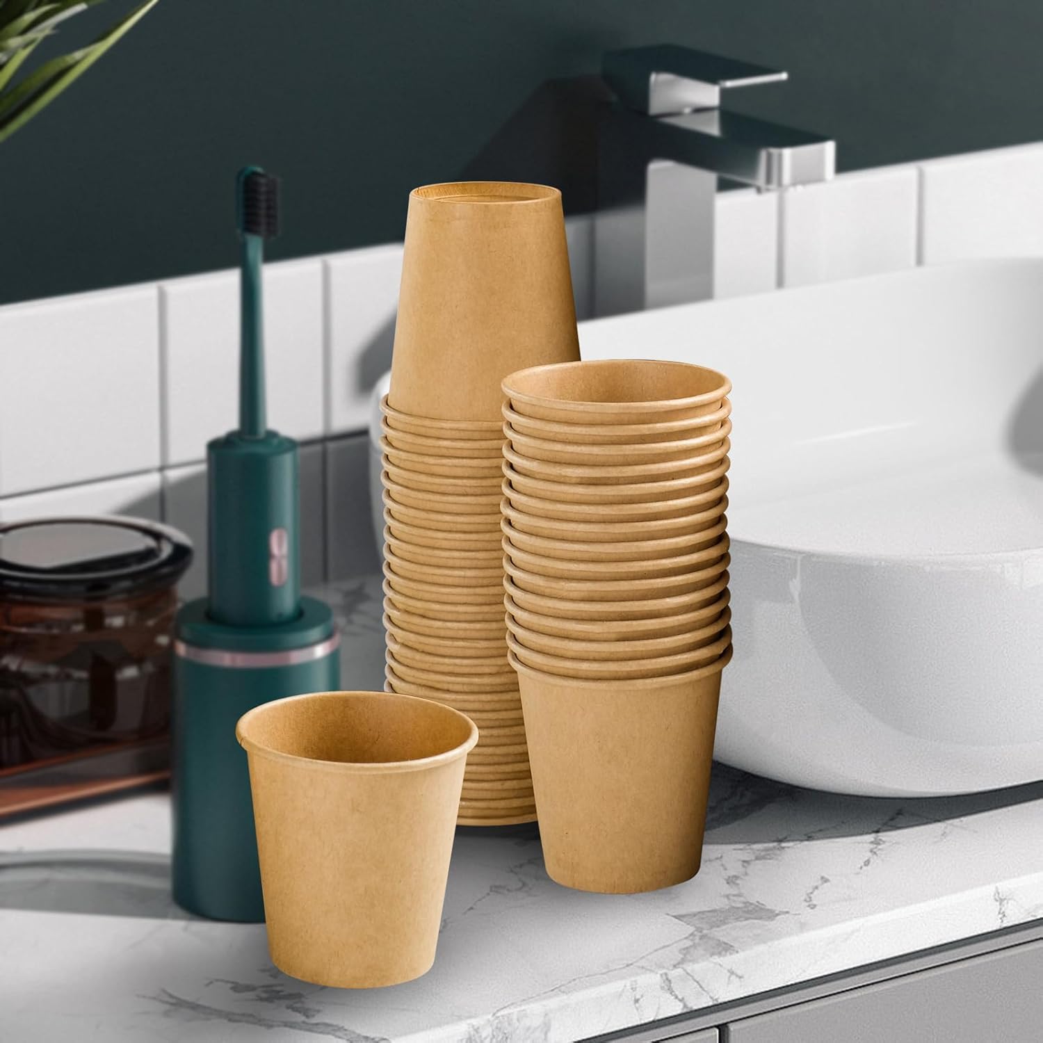 Clawsoff 3000 Pack 3 oz Paper Cups, Disposable Kraft Small Bathroom Cups 3 Ounce, Hot/Cold Beverage Cups for Home, Kitchen, Party