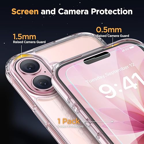 Miniatura 5 de Miracase - Funda magnética para teléfono 17 (compatible con MagSafe) con protector de pantalla de grado militar, funda mate translúcida antihuellas