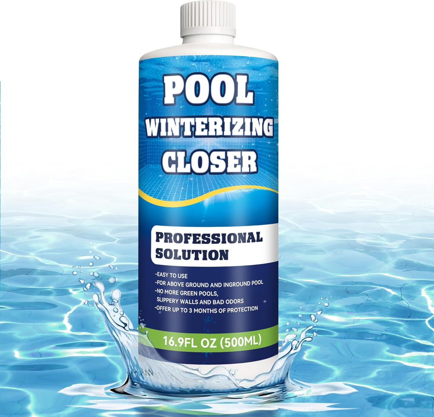 Pool Closing Kit for Above Ground, 3 in 1 Pool Winterizing Kit, Easy to Use Pools Closing Chemicals, Above Ground Winterizing Kits for Saltwater & Inground Pools, Up to 15,000 Gallon (16.9 OZ)