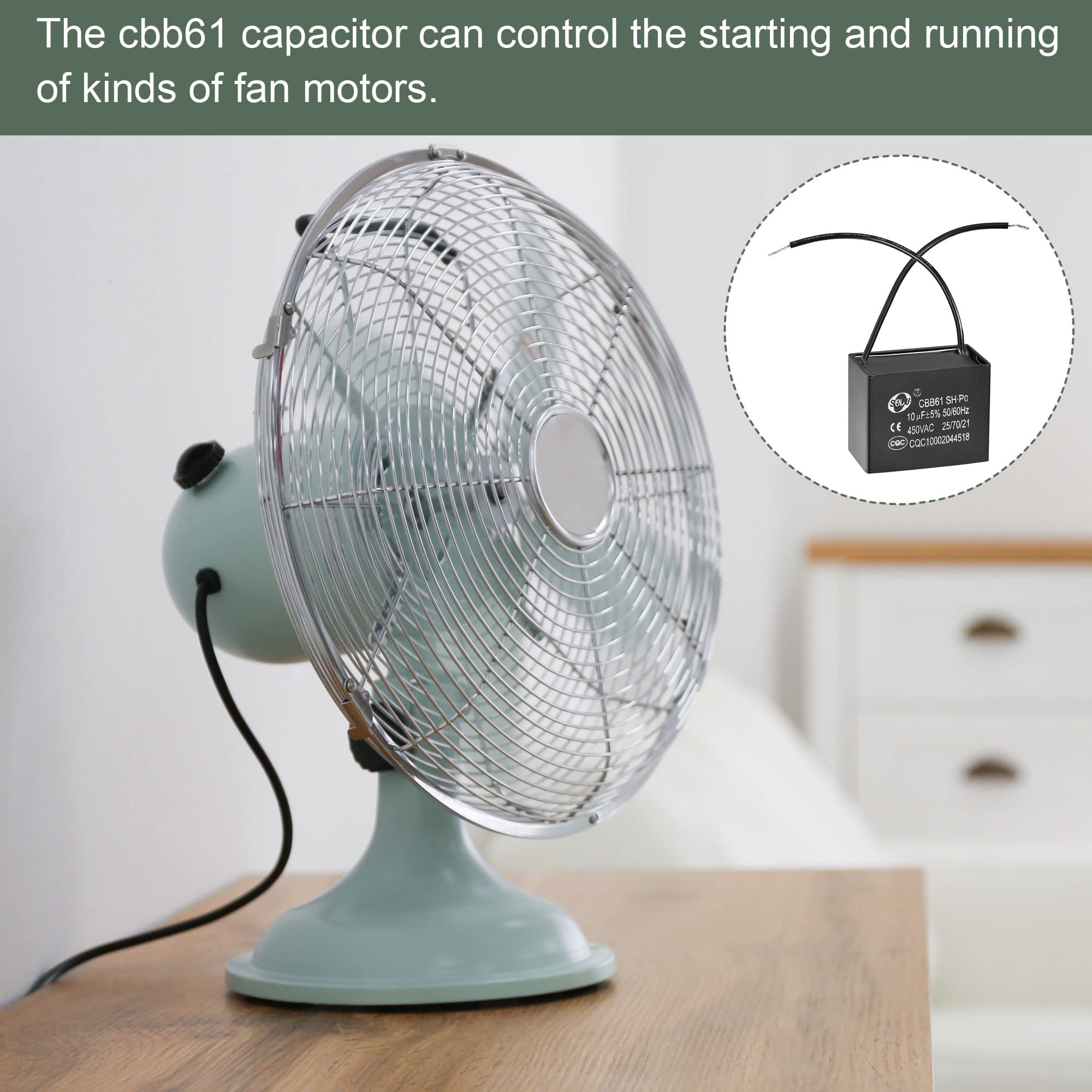 Condensateur De Ventilateur De Plafond 2 Pièces CBB61, Condensateur à Film Polypropylène Métallisé Idéal For Les Moteurs De Pompes De Ventilateurs En Cours D'exécution