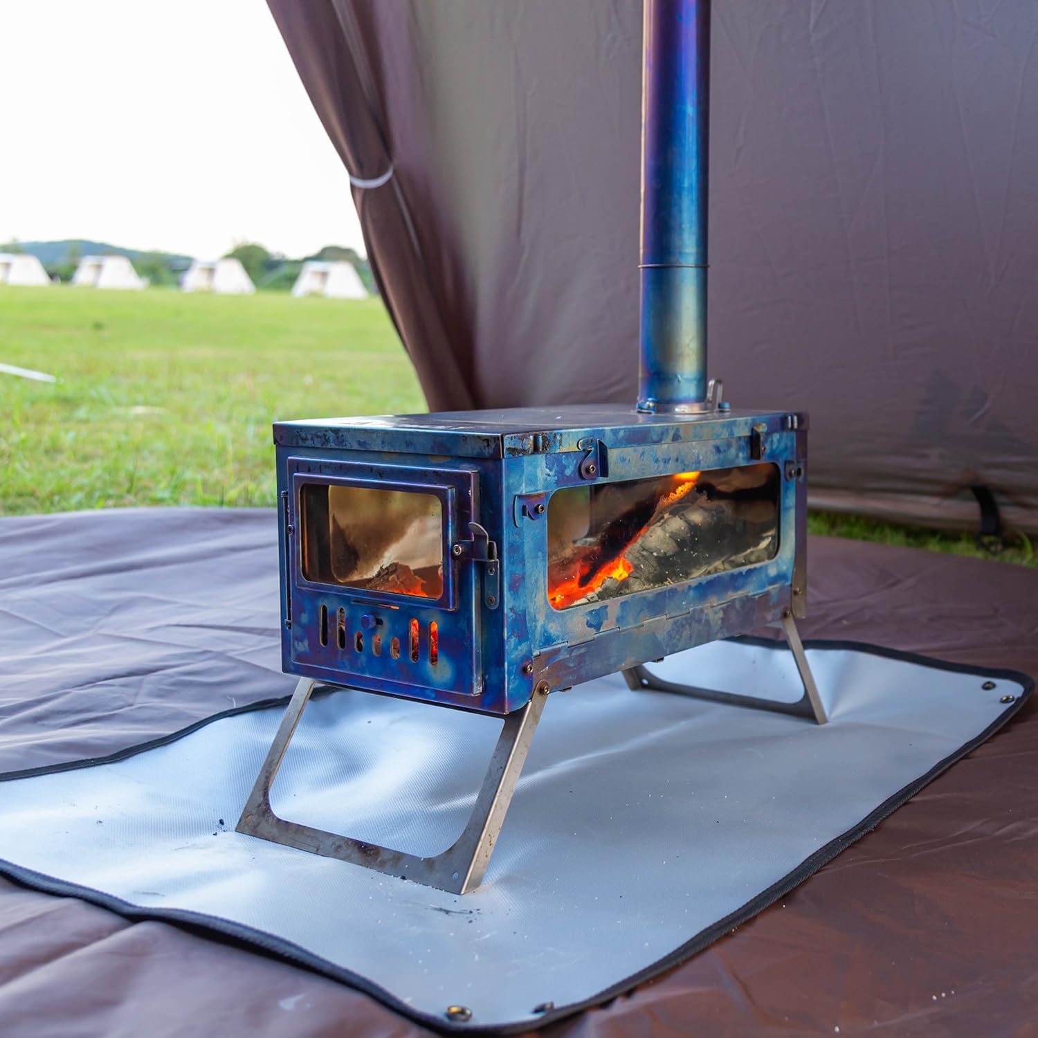 POMOLY Stove Ember Mat Fire Pit Mat, Hot Tent Footprint Protector, Wood Stove Fireproof Mat (28.7 x 22.8 in / 73 x 58 cm)