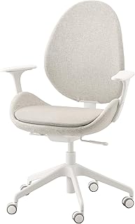 HATTEFJÄLL - Silla de oficina con reposabrazos (68 x 68 x 110 cm), color beige y blanco