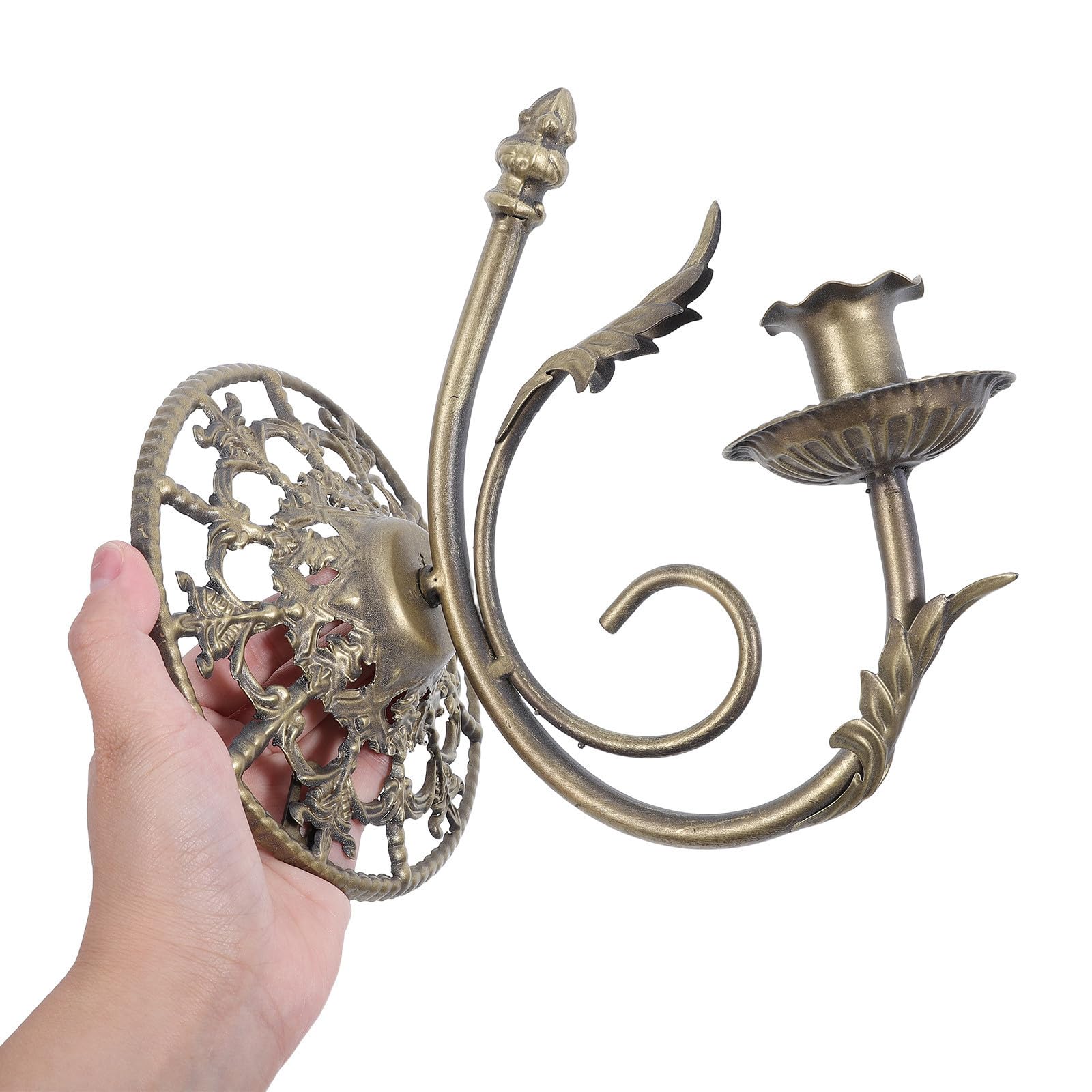 Hierro Dorado Portavelas de Pared Vintage para Velas Cónicas