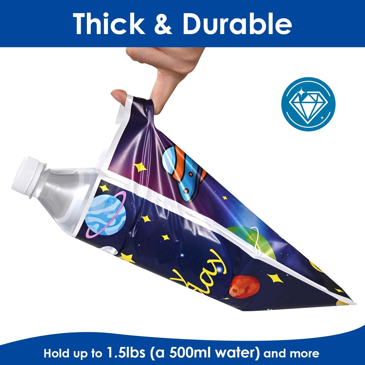 HappFestiv 50 Pcs Space Party Favor Bags, Astronaut Goodie Bags with Handle, Treat Bags for Snacks&Candy, Gift Bags Birthday Party Supplies