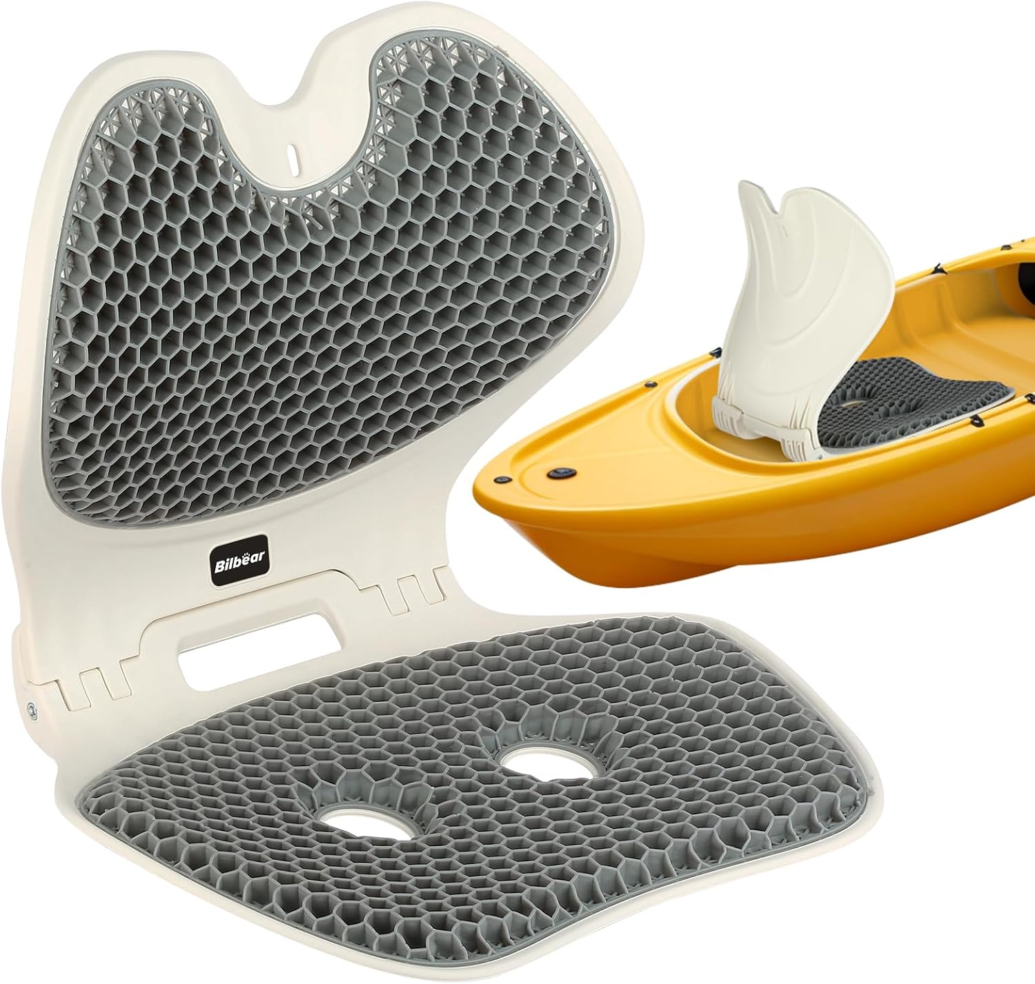 Kayak Gel Seat Cushion with Back Support,Foldable Paddle Board Seat Posture Correction Gel Chair for Kayak Canoe,Fishing Boat