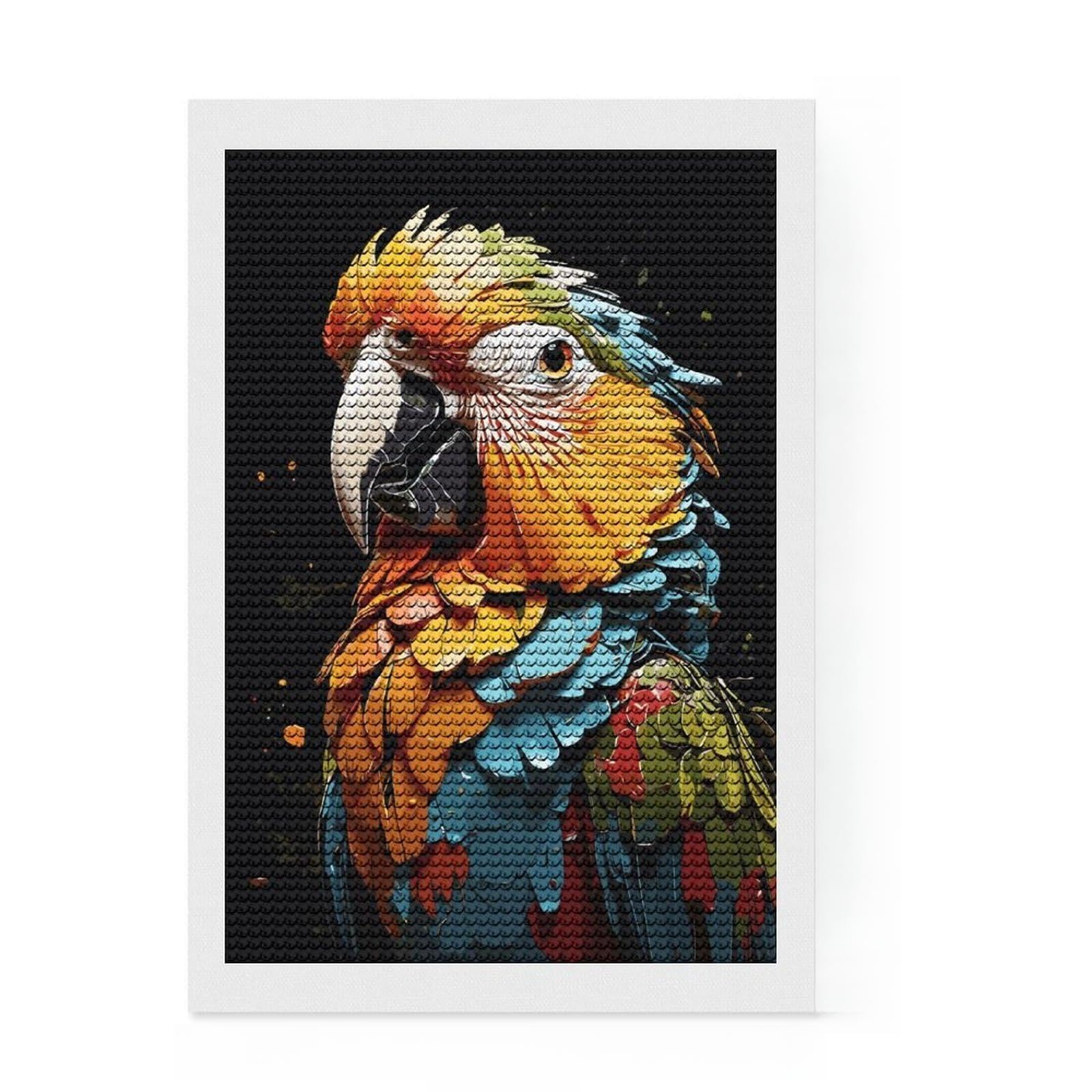 Junmoney Parrot Bird Animals Diamond Art Kit 8"x12", Stress Relief Craft, Living Room Decor, for Craft Lovers, Festive Craft Gift