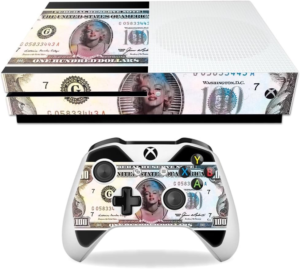 MightySkins Skin Compatible with Microsoft Xbox One S - Monroe Currency | Protective, Durable, and Unique Vinyl Decal wrap Cover | Easy to Apply, Remove, and Change Styles | Made in The USA