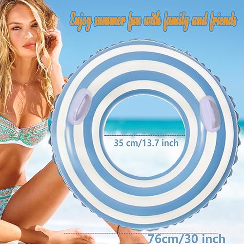 Miniatura 2 de Flotador de piscina grande a rayas, flotadores inflables de piscina para adultos, paquete de 2 flotadores de piscina, tubos de piscina, anillos de
