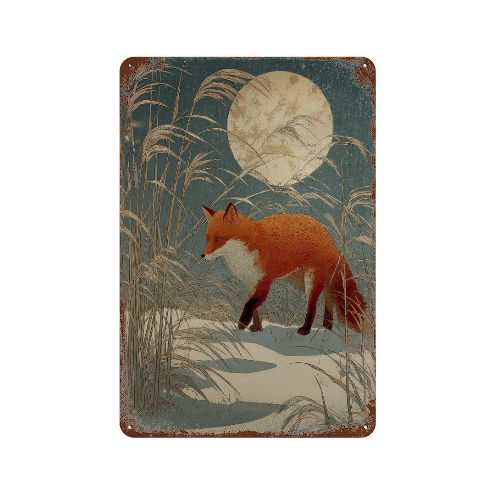 xiaoxiaoshen Fox. Japanese Ukiyo Wall Decor Art Metal Tin Poster Modern Home Decor Art Home Bar Shop Decorations Vintage Sign 30x20cm