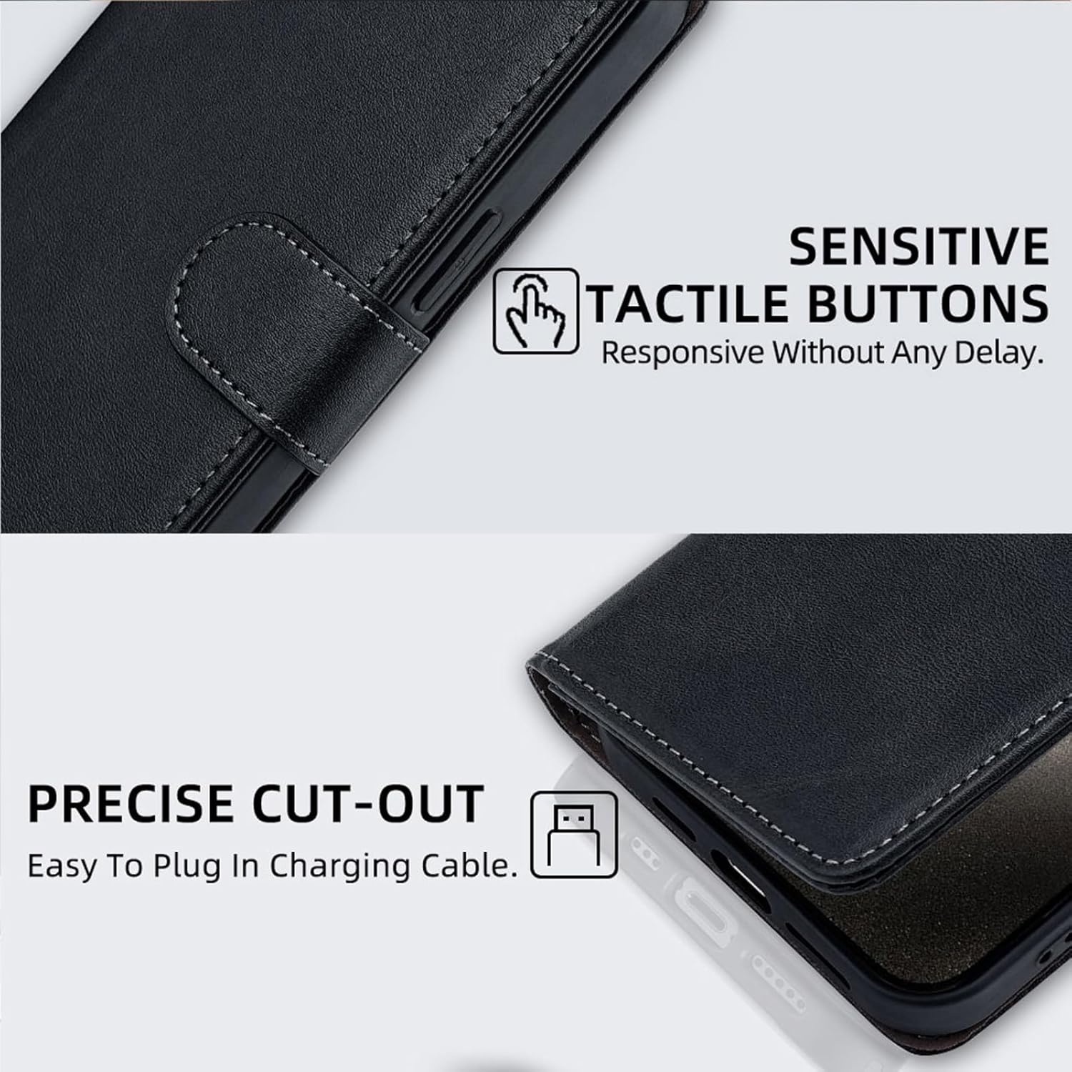 for Samsung Galaxy A16 5G Wallet Case with RFID Blocking Card Holder Kickstand, PU Leather Protective Cover Women Men for Samsung A16 (Black) - Image 5