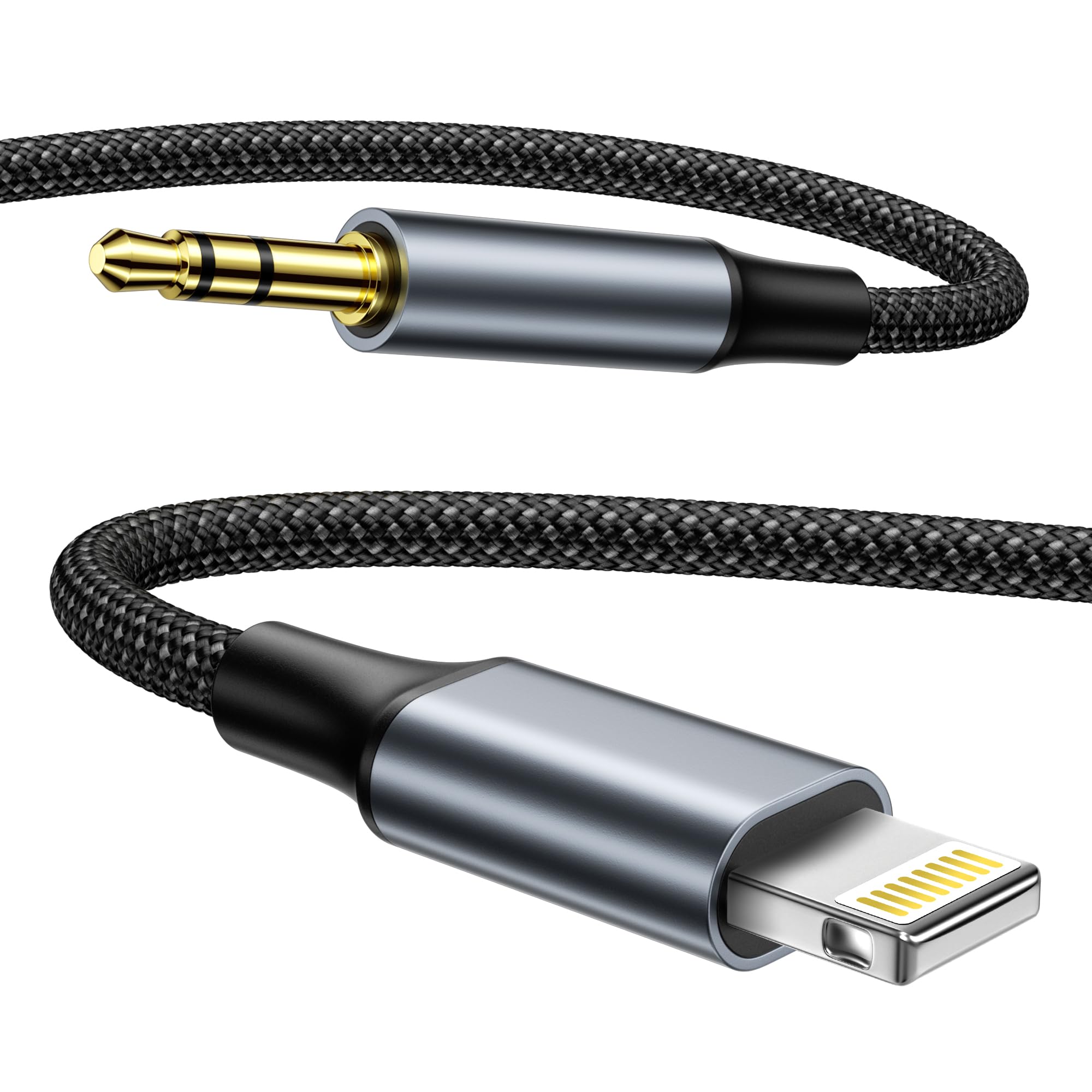 Kabel AUX do Lightning 1M Przejściówka Lightning na gniazdo słuchawkowe 3,5 mm Przewód AUX Samochodowego Zestawu Stereo/głośników/słuchawek,Kompatybilny z iPhone 14,13,12,11,XS,XR,X,8