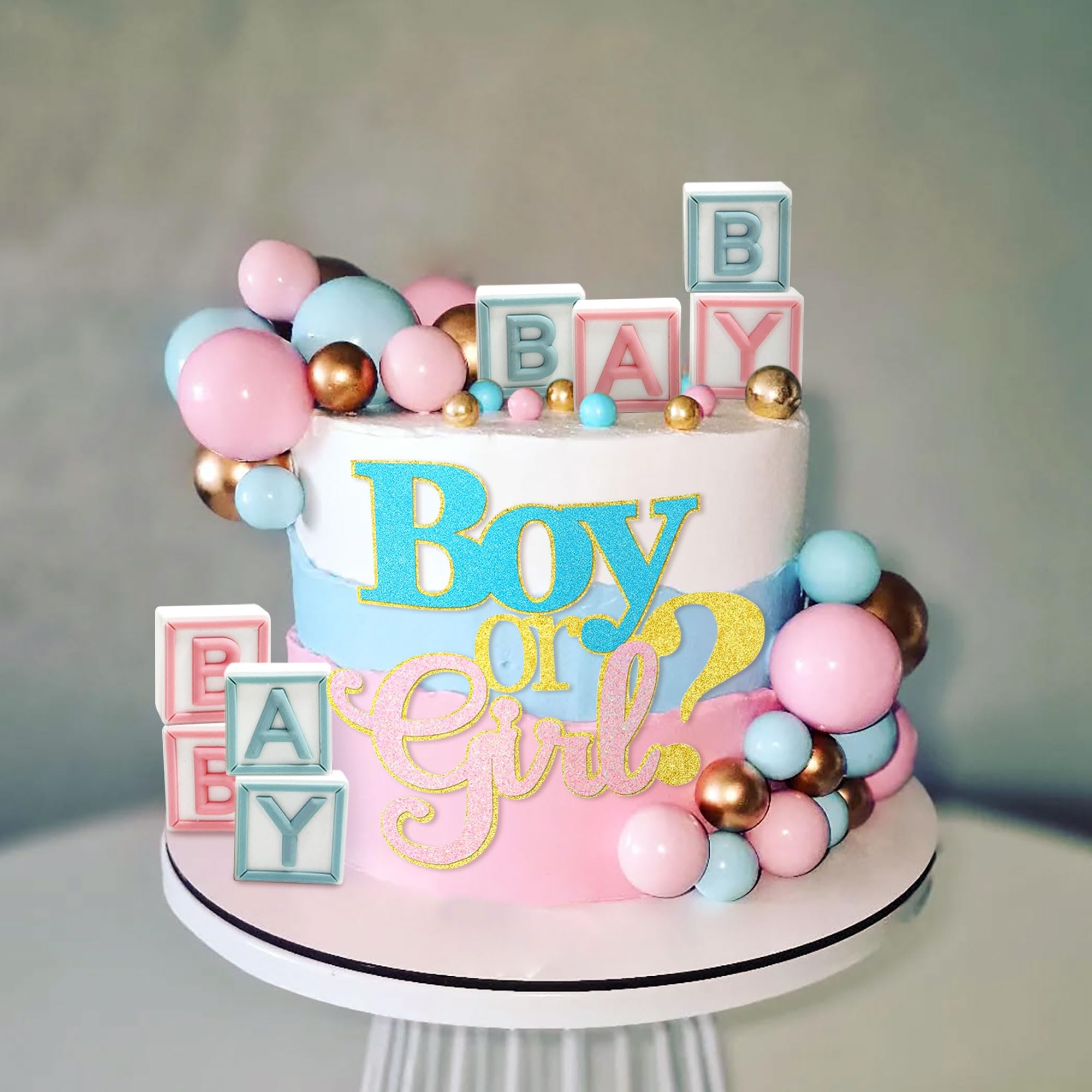 Roaring Good Time Pink and Blue Gender Reveal Cake Toppers - Boy or Girl Cake Decoration - Baby Shower Cake Decoration - 15 Cake Balls - Image 4