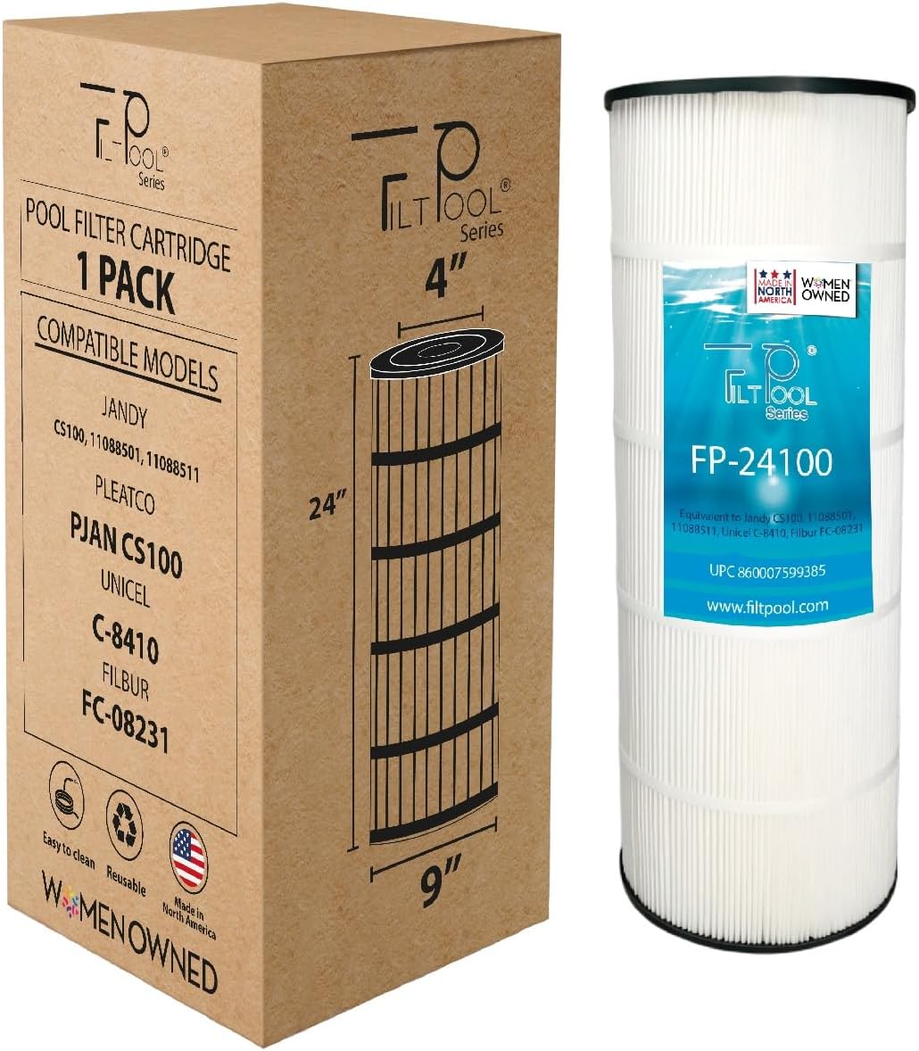 FP-24100 - Pool Filter Replacement for Jandy CS100, 11088501, 11088511, PJANCS100, Hayward X-Stream CC1000, Unicel C-8410 & Filbur FC-0821 - Swimming Pool Cartridge Filter - 1 PC, 100 SQFT