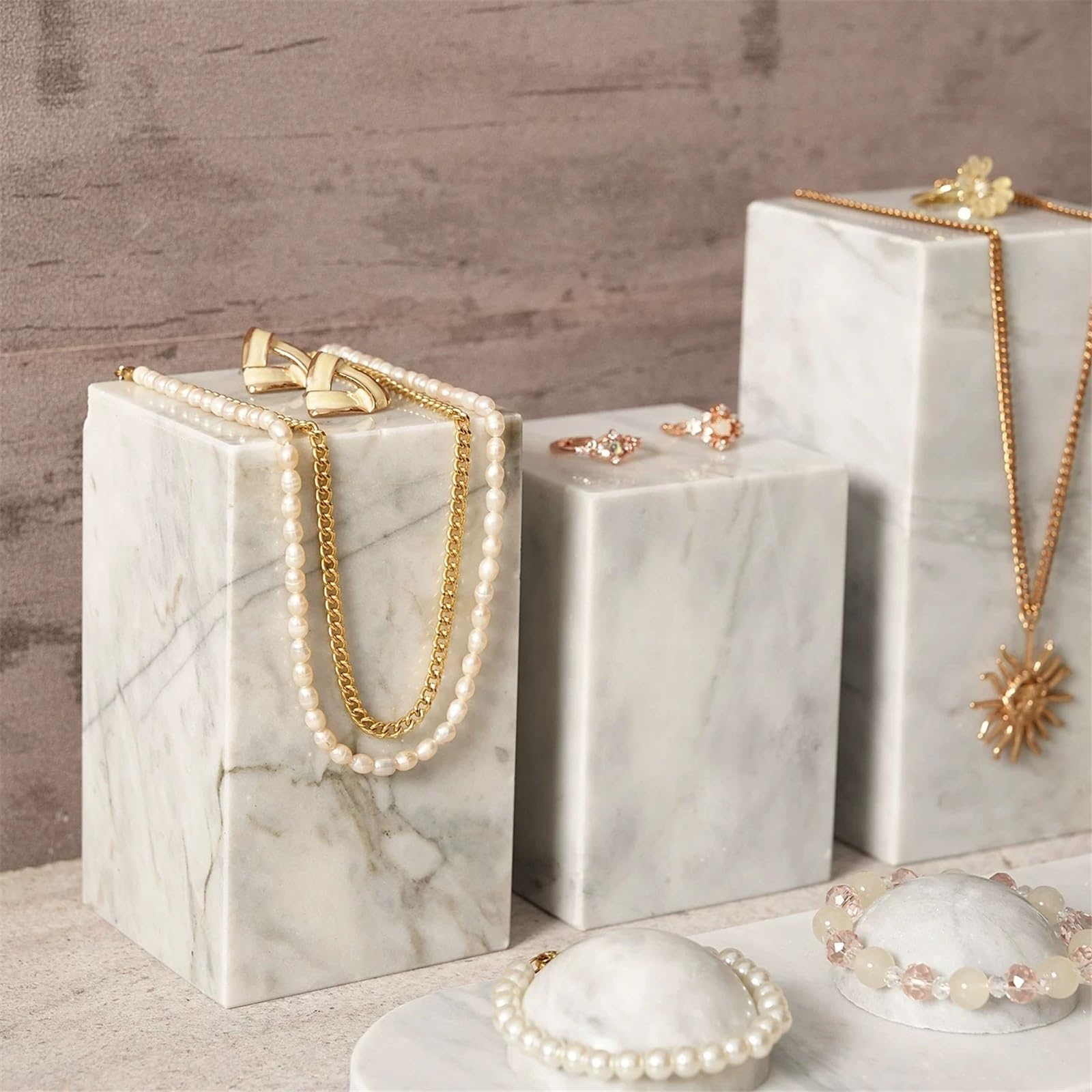 Soporte de joyería 11 Pcs Marble and Gypsum Jewelry Display Stand Set Organizador de Joyas