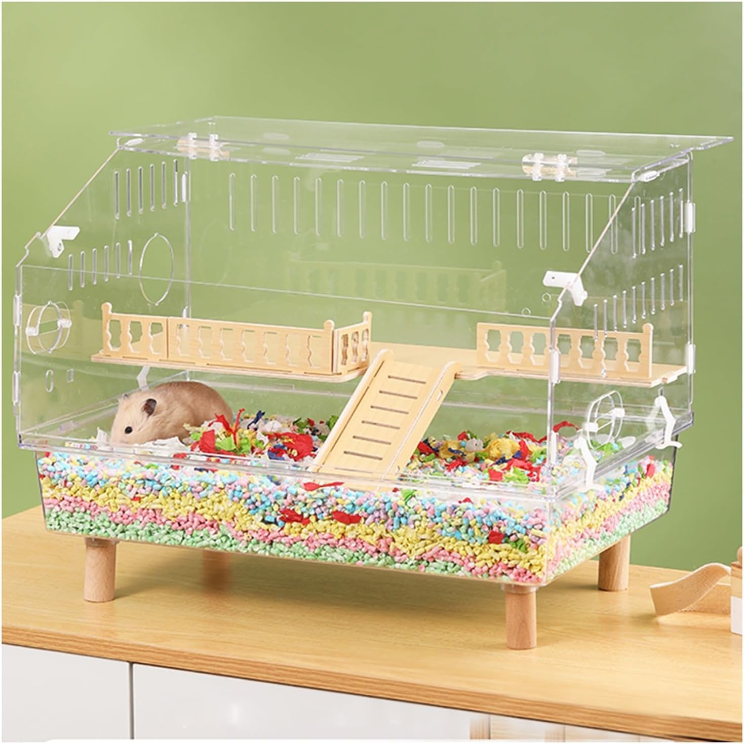 Cage à hamster à double couche ventilée avec dessus interactif