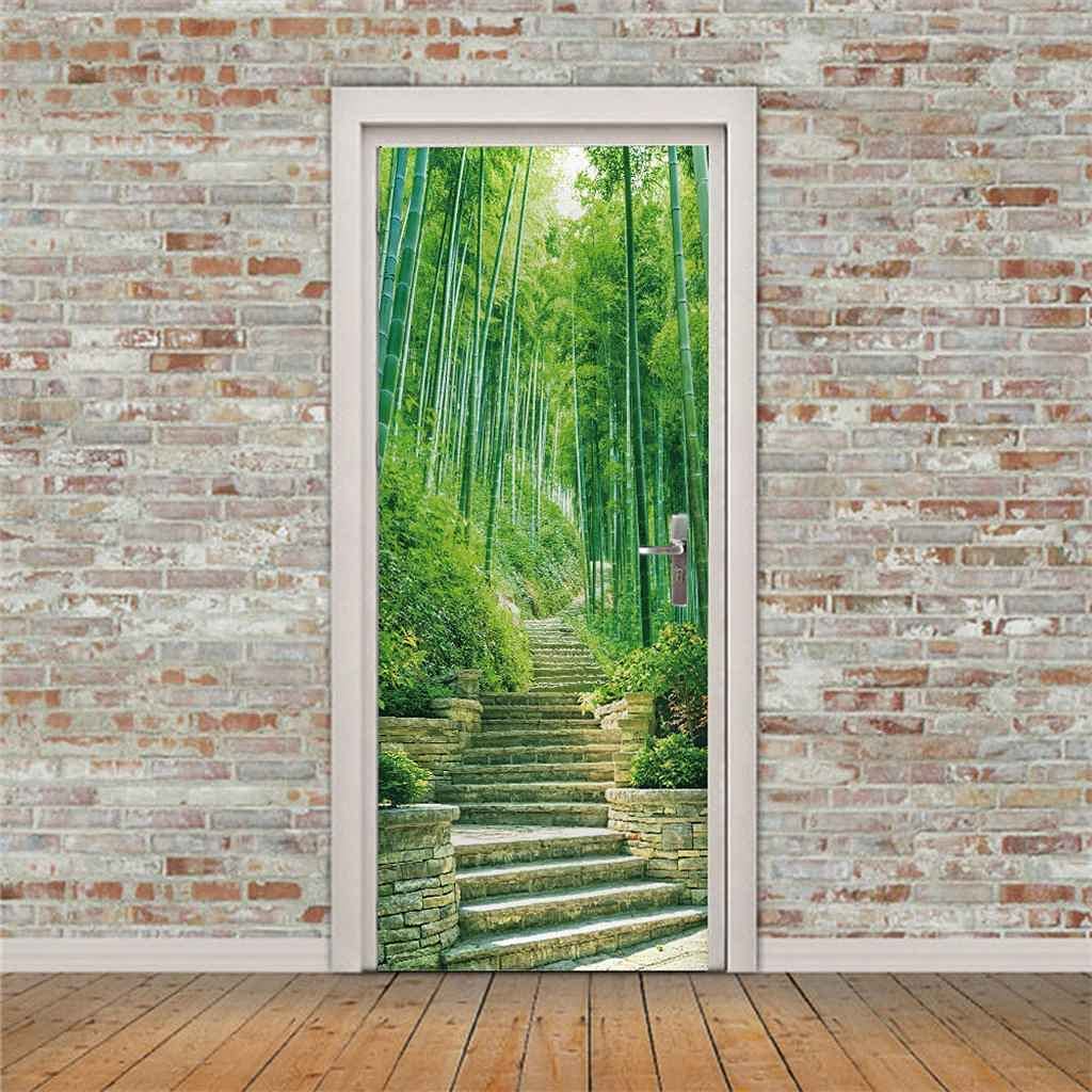 Selbstklebende Türfolie Bambuswald - 80x210 Cm Wasserdichte PVC Tapete