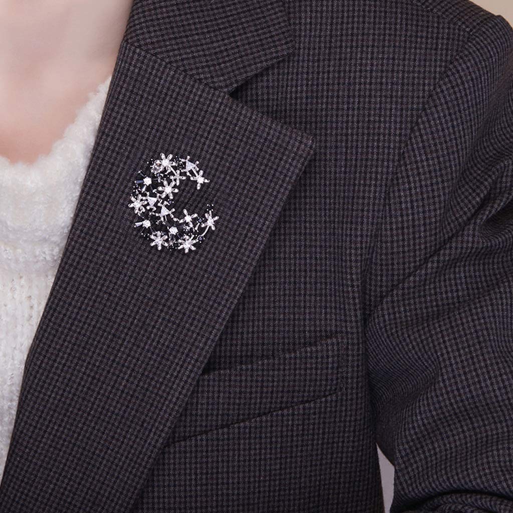 Broche Broche de estilo elegante a la moda, broches de flores con diamantes de imitación de plata galvanizada, camisa for mujer, traje, chaleco, hebilla de seguridad Broches para Ropa ( Color : Silver
