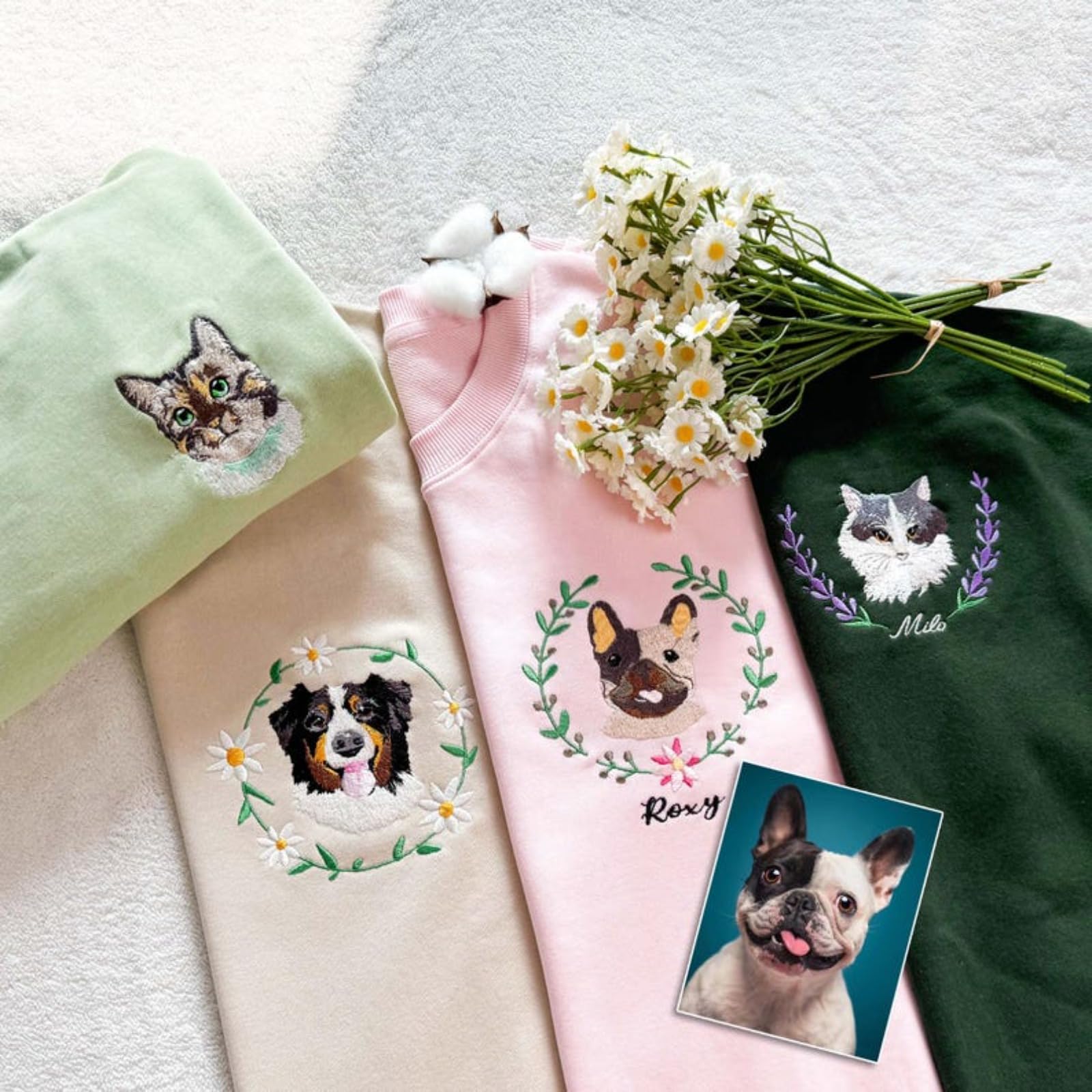 Sudadera personalizada para mascotas, foto de mascota + nombre, suéter personalizado con retrato de perro, sudadera personalizada para perro, sudadera con capucha de cuello redondo para gato, regalo