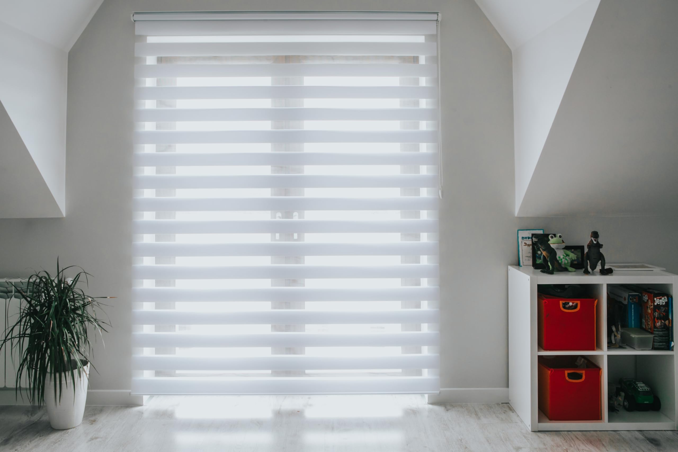 Tropik Home White Premium Day And Night Zebra Window Roller Blind, 17 Width Sizes, Large 200Cm Drop (120Cm Wide)