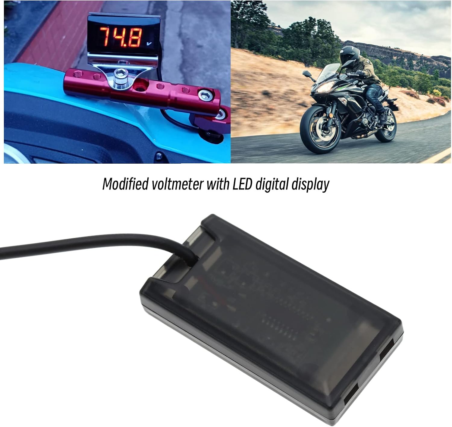 DC 12V LED Digital Display Modified Voltmeter for Motorcycle, Automobile, Bicycle & More - Red