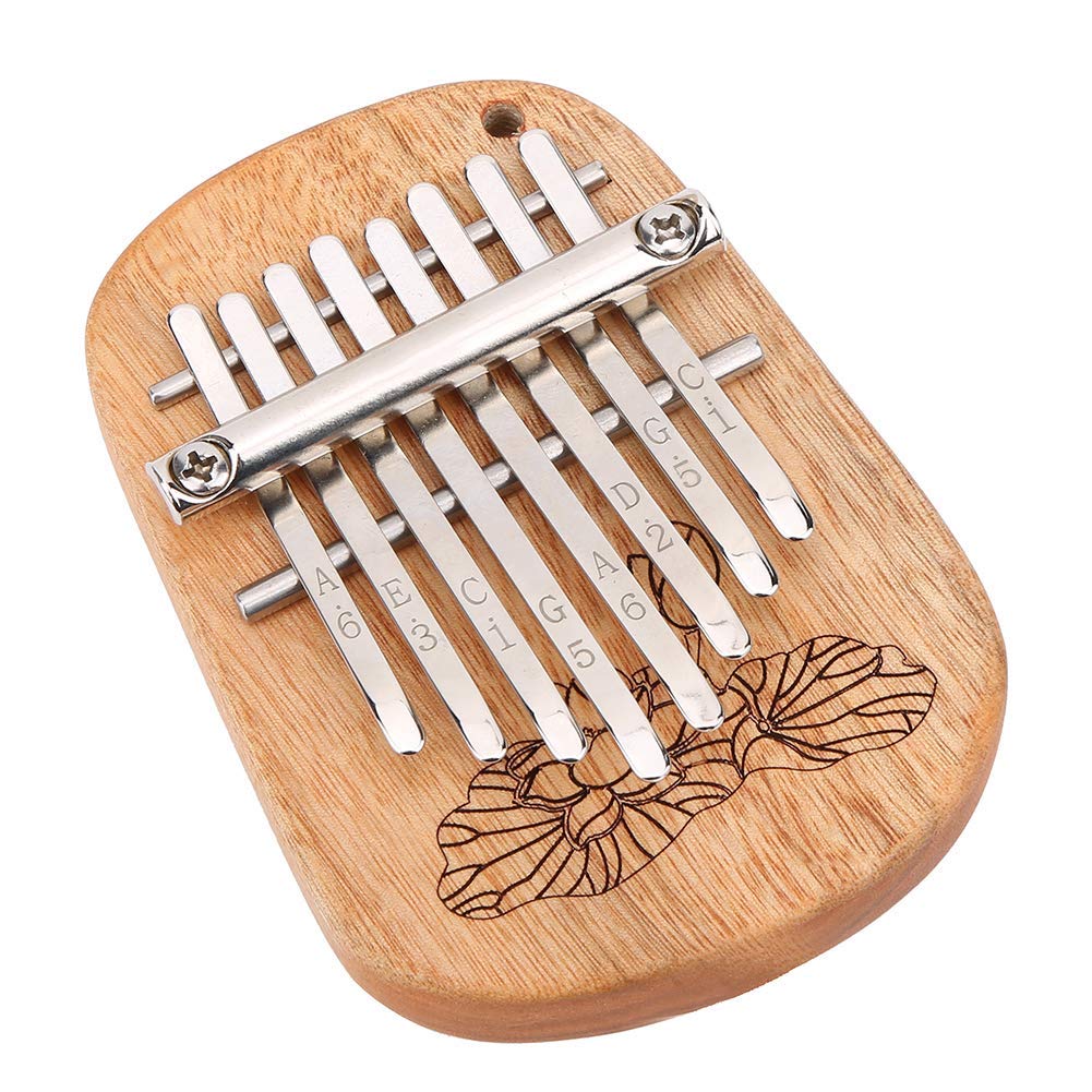 Kalimba Pouce Piano, Instrument à Percussion Piano Pouce En Bois De Camphre Mini Trou De Suspension À 8 Touches Avec Sac Rangement Pour Cordon Marteau