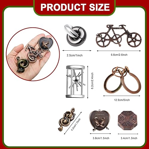 Miniatura 2 de 30 Rompecabezas Metálicos de Ingenio con Anillos, Juguetes Educativos – Rompecabezas de Lógica y Mente para Adultos y Niños, Divertidos Rellenos