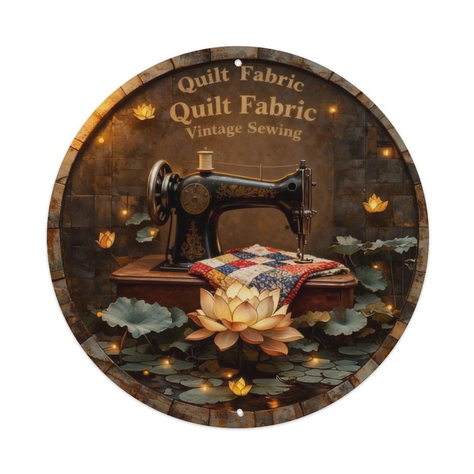 Quilt Fabric Vintage Sewing Metal Tin Sign Plaque