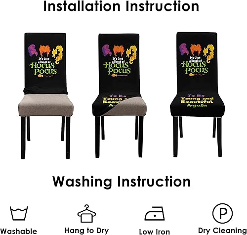 Miniatura 6 de Faptoena Black Helloween - Juego de 4 fundas elásticas para sillas de comedor, fundas elásticas para sillas Parsons, protectores de asiento de silla