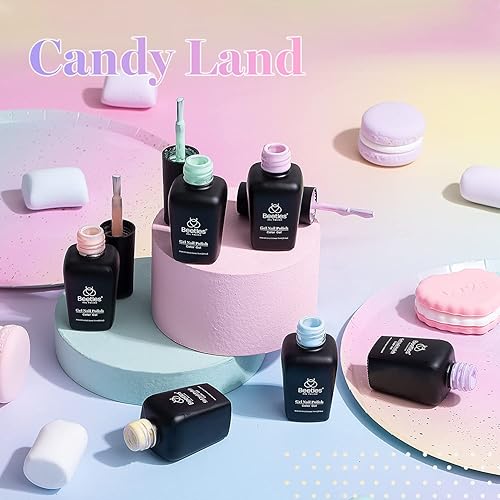 Miniatura 2 de Beetles - Esmalte de uñas de gel pastel, 6 colores, rosa macarrón, azul, verde, amarillo, morado, suave, pastel, kit de manicura de gel UV, kit de