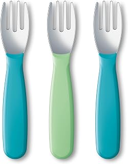NUK Kiddy Cutlery Forks for Toddlers - Durable Stainless Steel, BPA-Free, Easy-Grip Handles, 18+ Months, 3-Pack