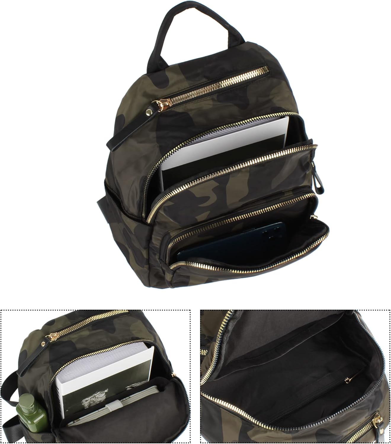 CLARA Camouflage Women Mini Backpack Nylon Leisure Daypack Printed Shoulder Bag Handbag Purse(Camouflage)