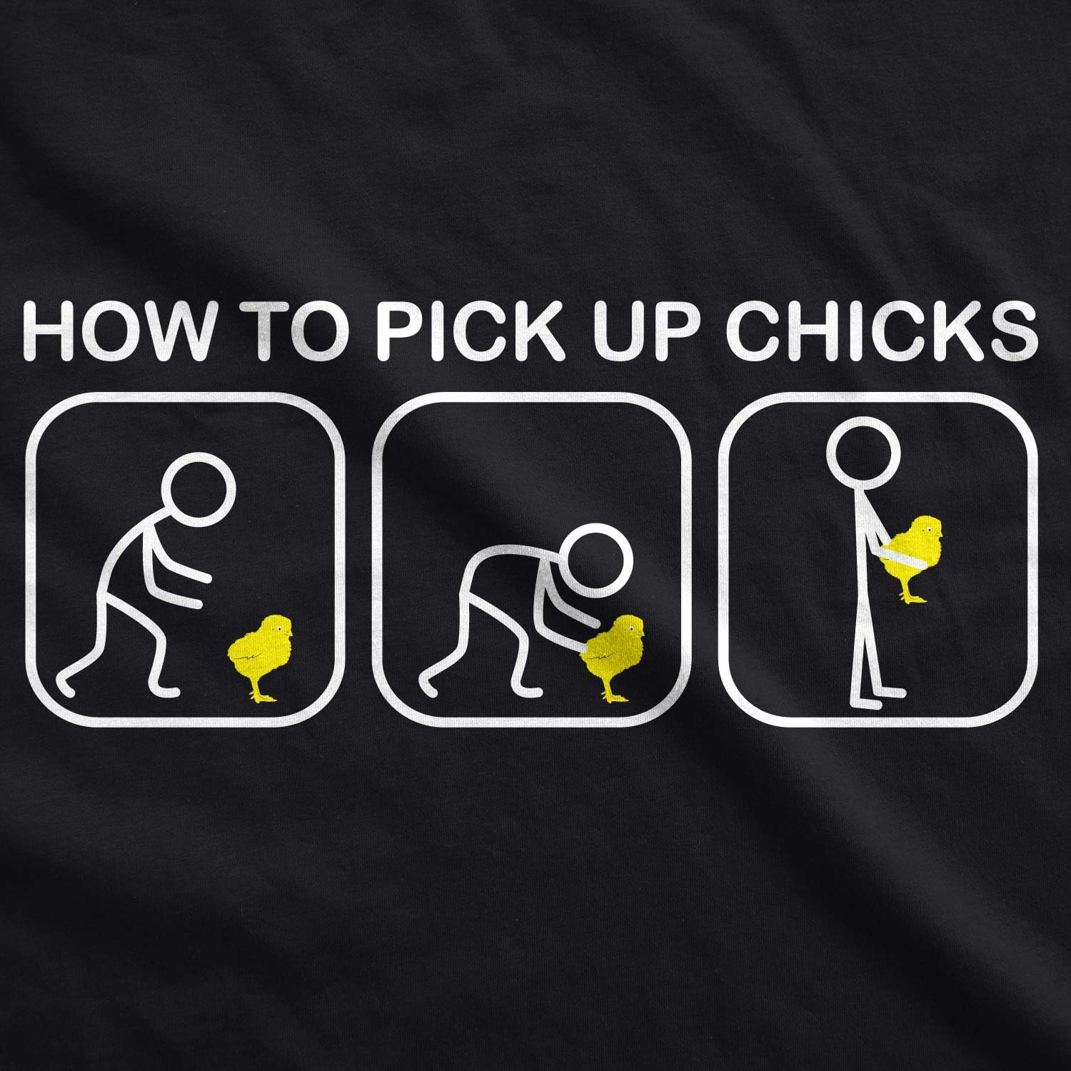 Mens How to Pick Up Chicks Funny T Shirt Cool Graphic Tee Sarcastic Novelty Top Humor Tees