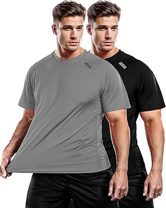 DRSKIN Men's 2 or 1 Pack T-Shirt Short Sleeve Shirts Running Athletic Workout Active Sun Protection Quick Dry