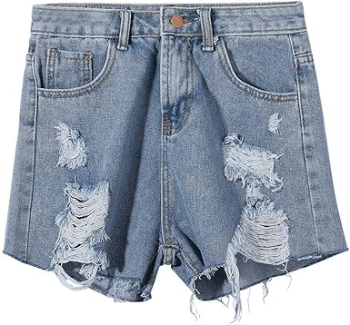 Amazon.com: FraftO - Pantalones vaqueros cortos con cierre de botón para  mujer, con bolsillo hueco, cintura media, pantalones cortos versátiles, L :  Ropa, Zapatos y Joyería