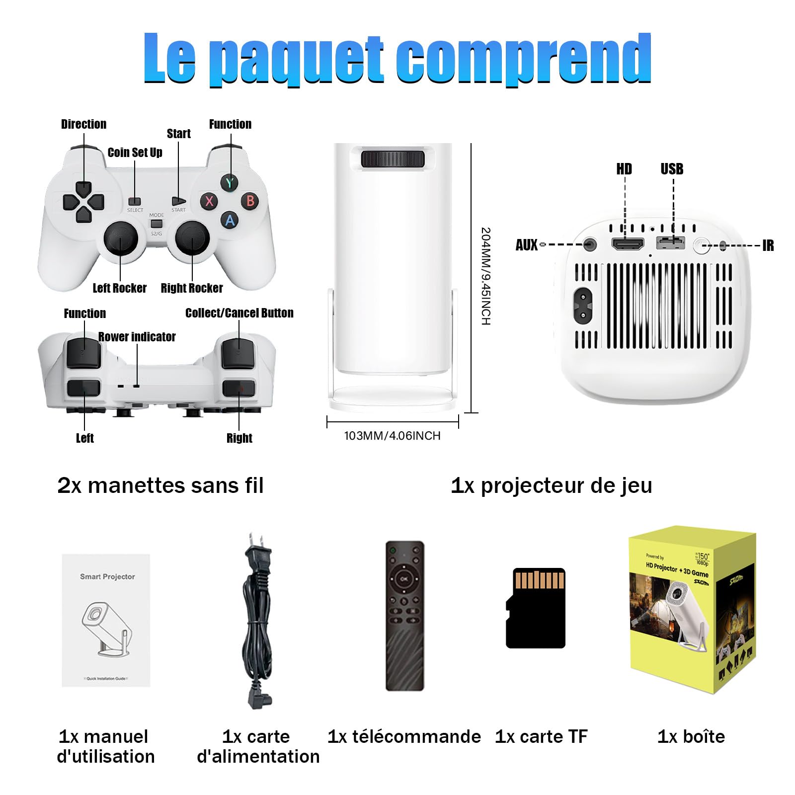 S40 Max Videoprojecteur Projecteur Video 36000+ Jeux 14 Émulateurs,Projecteur Intelligents Android 11 avec manettes sans Fil,Auto Keystone,WiFi 2,4G+5G & BT,Retroprojecteur pour Home Cinéma/Jeux