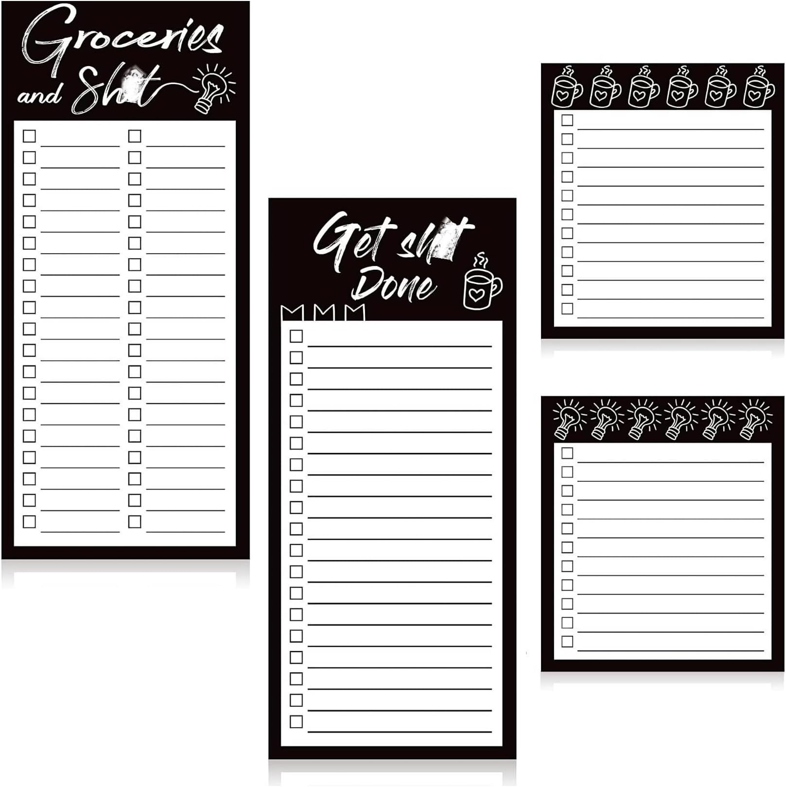 - 4 pack Magnetic Note Pad for Fridge- Multi-Size Refrigerator Organizer, 200sheets Kitchen Memo Board & Grocery List Pad, for Shopping Lists & Reminders​