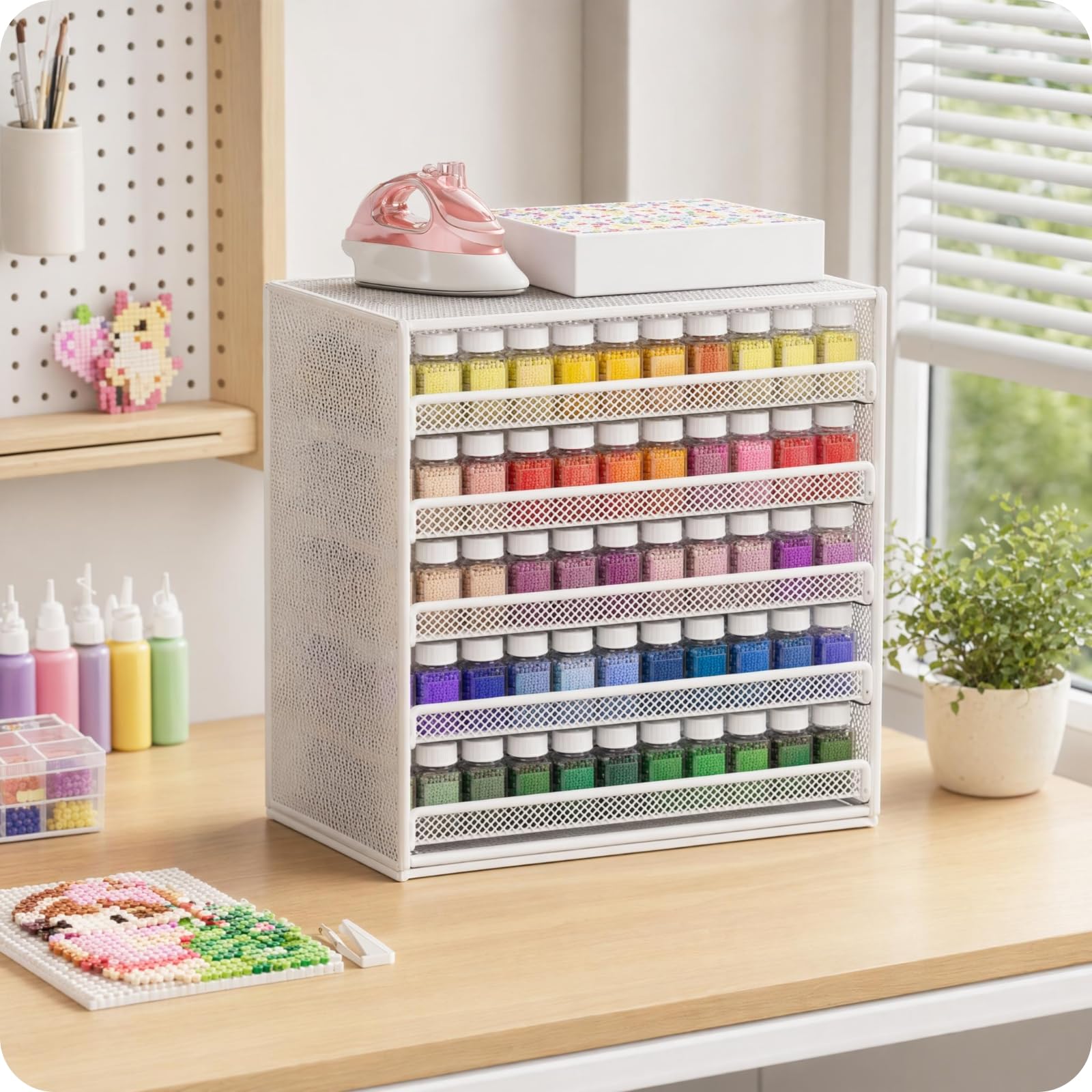 Organizer da Scrivania 5 Scomparti Uso Multiuso Portaoggetti a Cassetti Stile Moderno Vassoio Organizer a Griglia, Nero Corvino