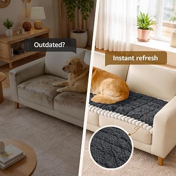 LOOBANI New Thick Sofa Covers Washable - Soft Corduroy Universal Sofa Cover 2 3 4 Seater, Non-Slip Couch Cover, Couch Seat Covers Sofa Slipcovers Furniture Protector for Living Room (Grey, 70x150 cm)
