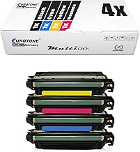Eurotone Toner Compatible with HP Color Laserjet CM-3530, CP-3525, Printer Cartridges Compatible with HP 504A CE250A CE251A CE252A CE253A