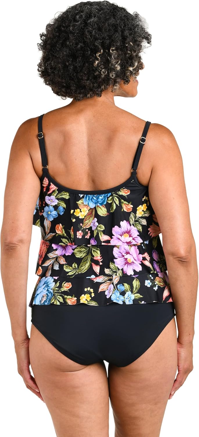 Maxine of Hollywood Women's 3-Tiered Ruffle Tankini Swimsuit Top