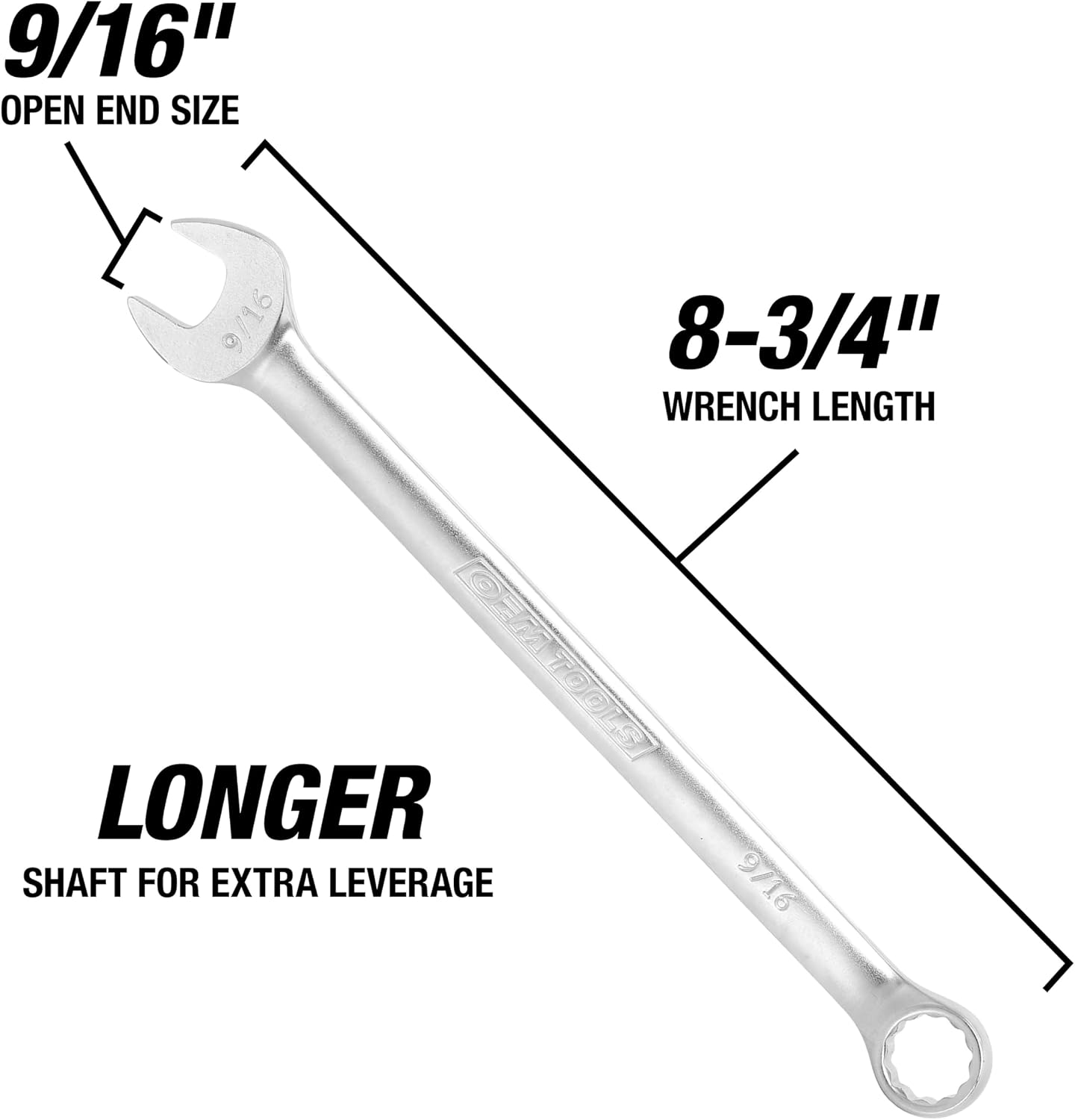 OEMTOOLS 22035 9/16 Inch SAE Combination Wrench, For Large SAE Wrench Set, For Combination Wrench Set, For Long Handle Wrench Set, SAE Wrench image 2