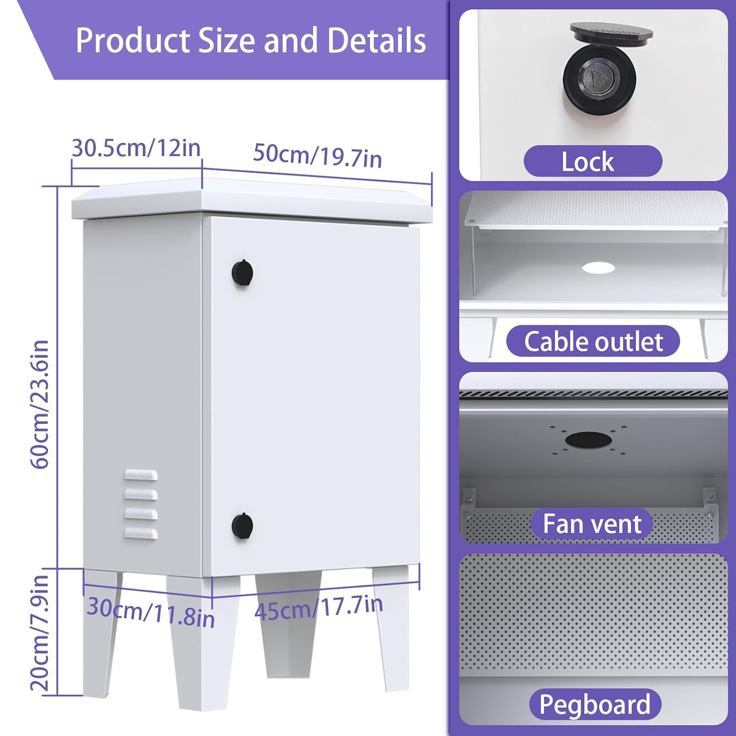 Outdoor nema Enclosure Electrical Box - 23.6x19.7x11.8 Outdoor Weatherproof Network Enclosure Box Ventilated Enclosure Floor Mounted Electrical Box with feet(600 * 500 * 300mm)