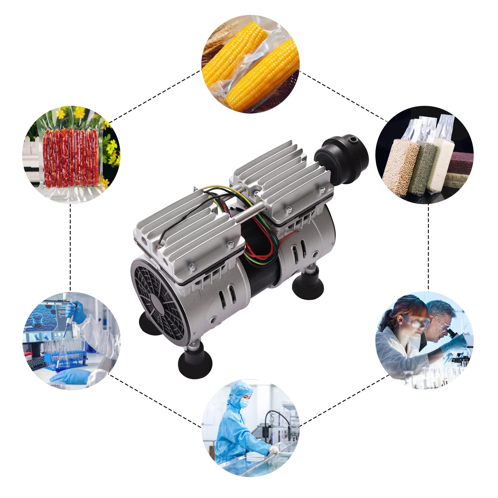 Bomba de vacío de 220 V 3,6 CFM sin aceite, bomba de vacío industrial de laboratorio, bomba de aire acondicionado, bomba de vacío sin aceite, bomba de 550 W para compresores médicos, herramientas