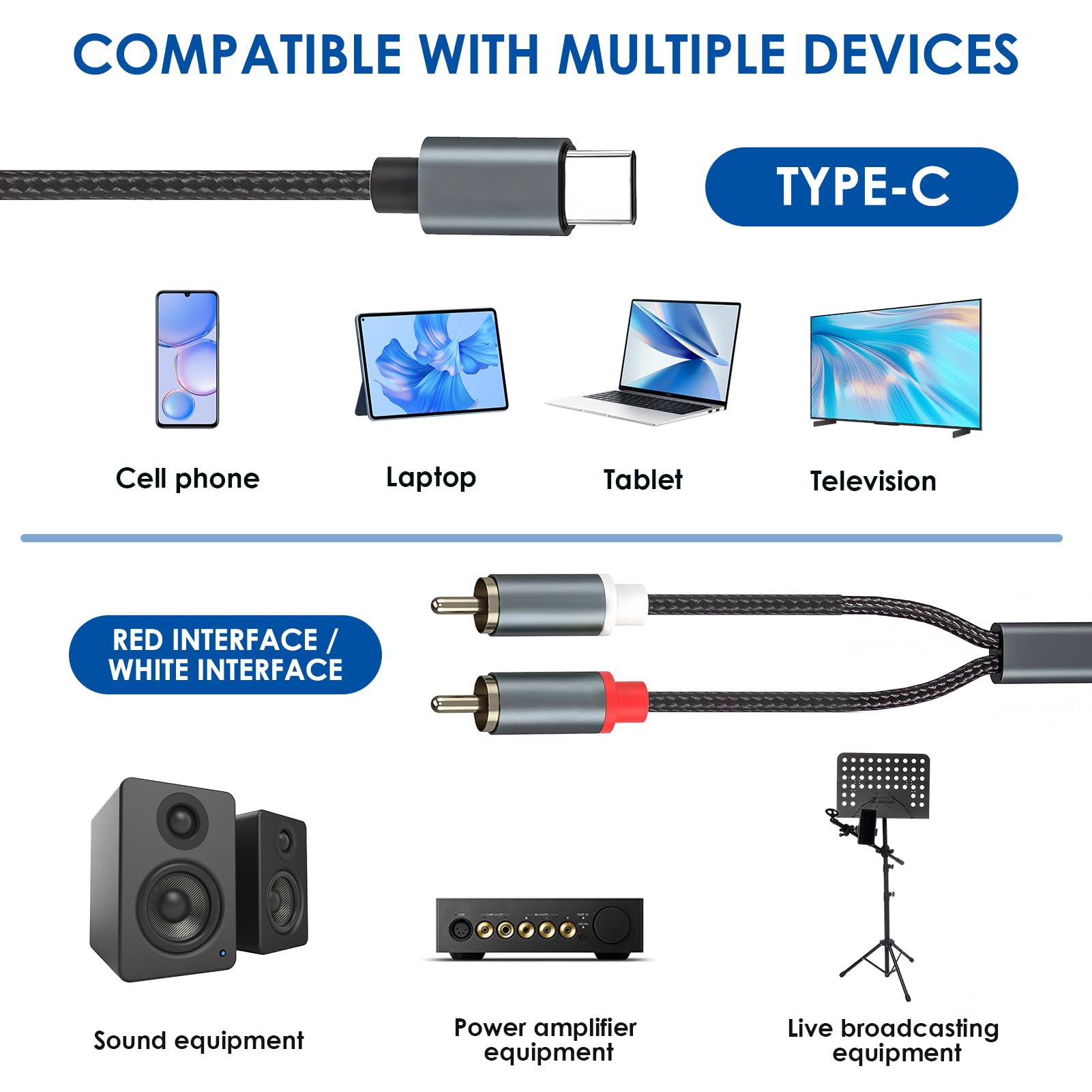 USB Type C to 2 RCA Audio Cable - Image 4