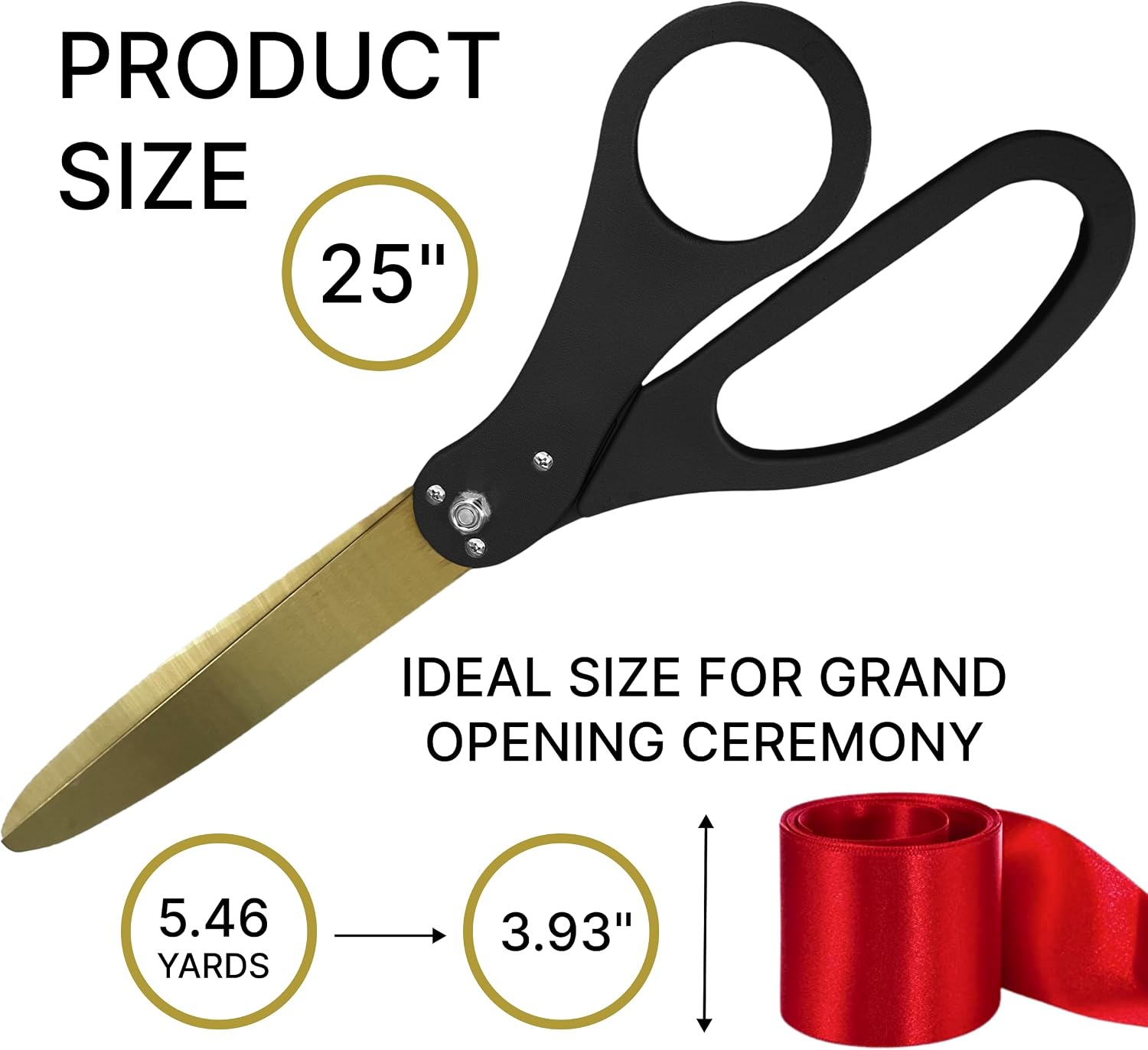 Black Big Scissors for Ribbon Cutting Ceremony Kit Grand Opening Ribbon and Scissors for Cutting 25 inch (Red Ribbon Included)