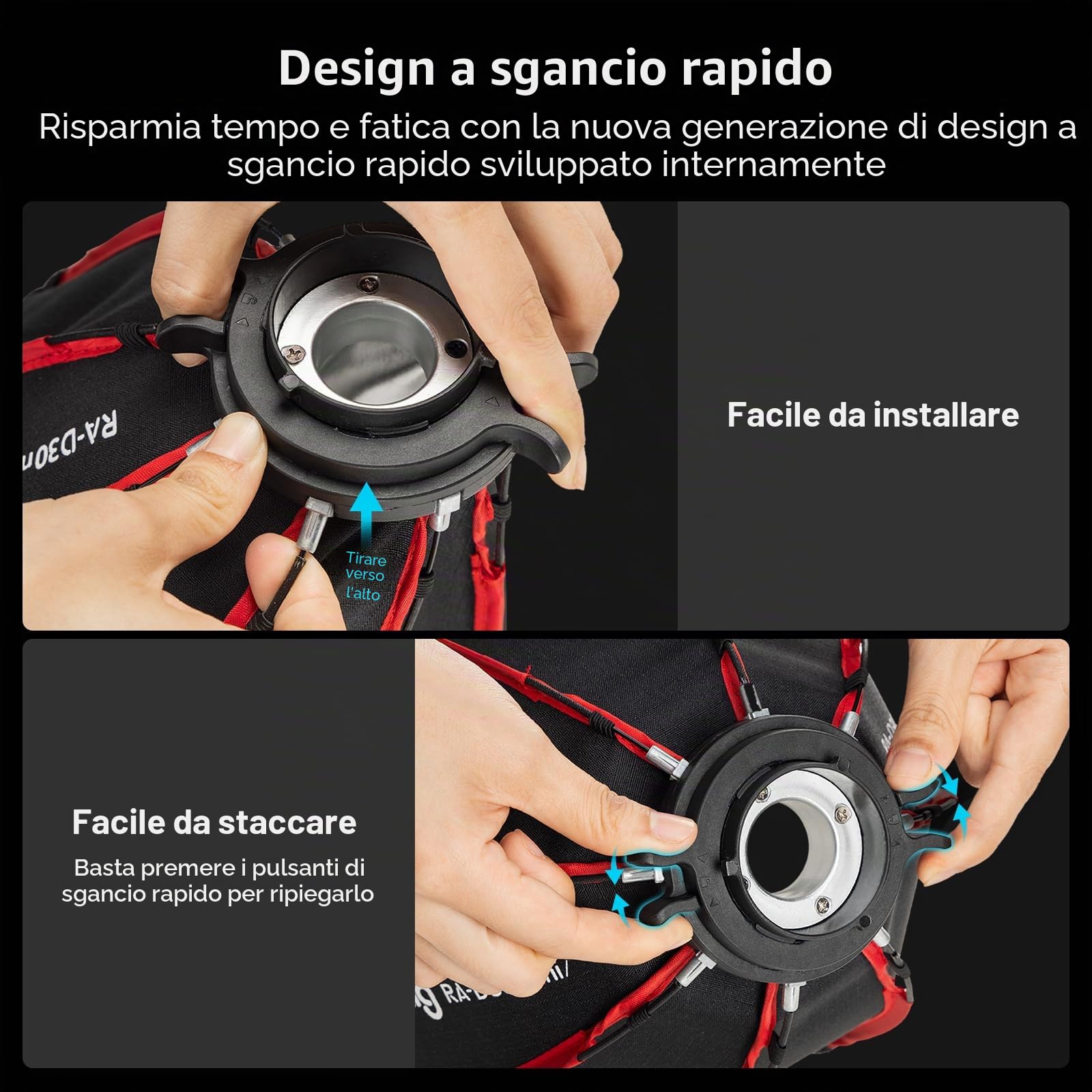 SMALLRIG RA-D30 Mini Softbox Parabolico con Sgancio Rapido, Softbox da 29 cm Compatibile con la Lampada Video LED COB SMALLRIG RC 60B 4376/4518-4358
