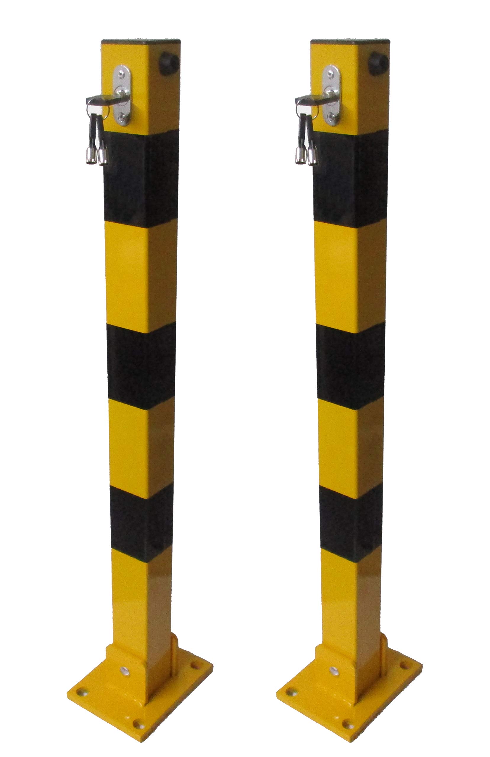 Motacare® 2 x Heavy Duty Steel Folding Post Bollards Security Safety Parking Driveway Vehicle - With 3 Keys, 4 Bolts (2)