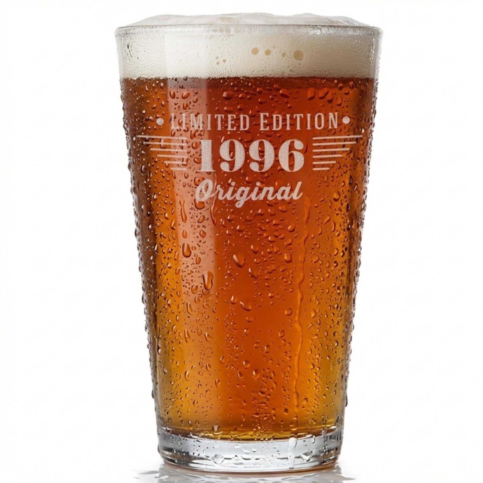 Spotted Dog Company Vintage 1996 Etched 16oz Pint Glass – Happy 30th Birthday Gifts for Men Women, Cheers to Turning 30 Year Old Man Decoration Decor, Anniversary Bday Party Favors Maverick