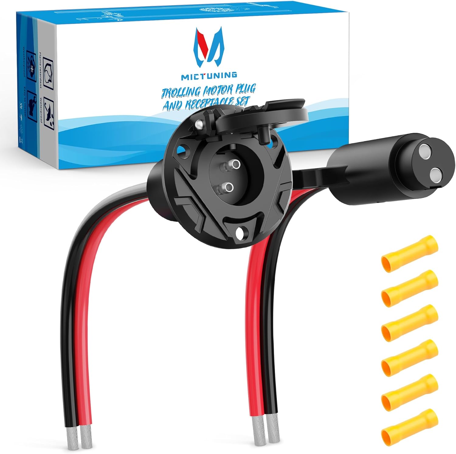 MICTUNING Trolling Motor Plug and Receptacle, 1224V 8 AWG