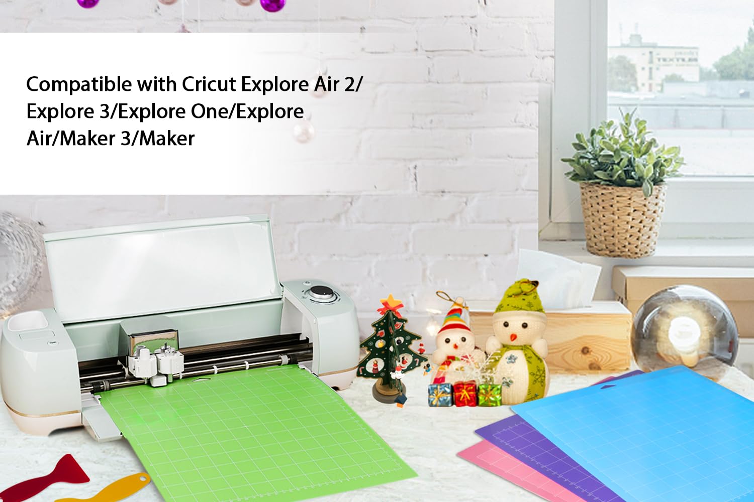 Colemoly Mata do cięcia, 9 sztuk, różne dla Cricut Maker 3/Maker/Explore 3/Air 2/Air/One, 2 sztuki, maty, skrobaczki, samoprzylepne karty do krykieta, antypoślizgowe, akcesoria zastępcze, standardowe
